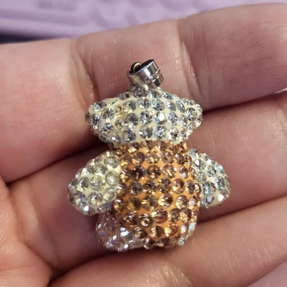 Austrian Crystal Teddy Bear Sterling Silver Pendant
